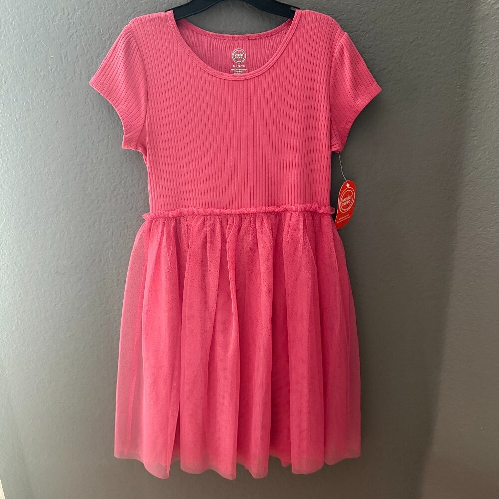 Wonder Nation Pink Tulle Dress | Girls XL (14–16) | Short Sleeve Party Dress